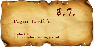 Bagin Tamás névjegykártya
